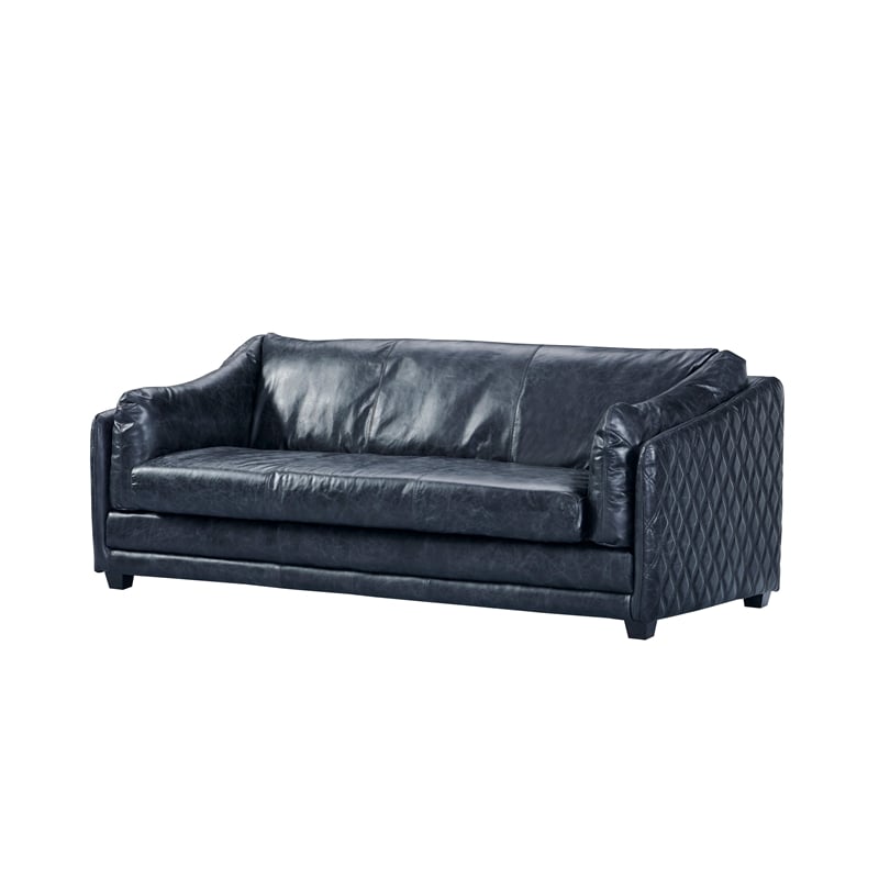 Crafters and Weavers Waco Contemporary Italian Leather Sofa in Slate
