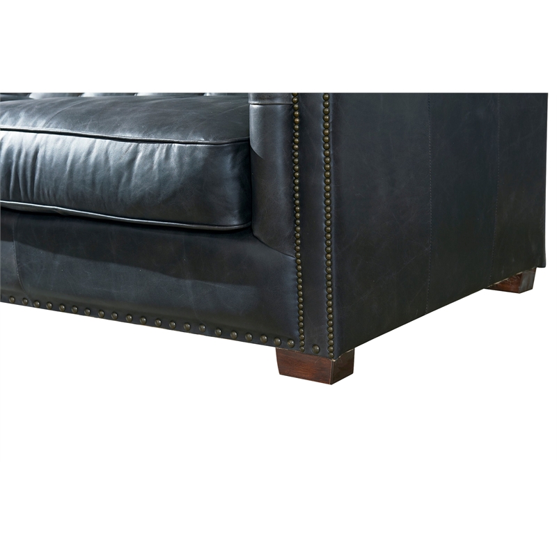 Crafters and Weavers Tuxedo Contemporary Italian Leather Loveseat in Slate
