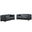 Crafters and Weavers Tuxedo Contemporary Italian Leather Loveseat in Slate