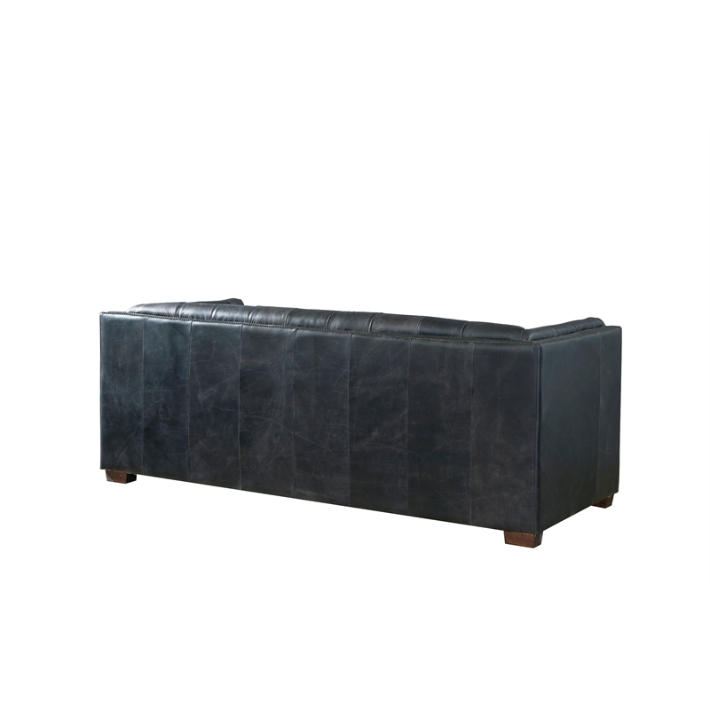 Crafters and Weavers Tuxedo Contemporary Italian Leather Sofa in Slate