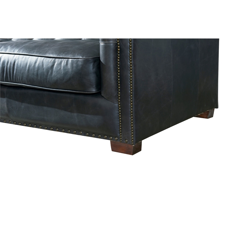 Crafters and Weavers Tuxedo Contemporary Italian Leather Sofa in Slate