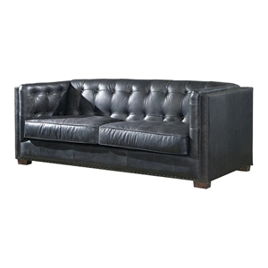 Crafters and Weavers Tuxedo Contemporary Italian Leather Sofa in Slate