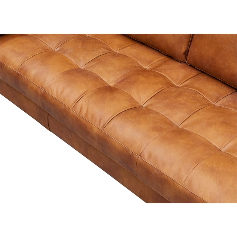 Crafters and Weavers Alamo Contemporary Italian Leather Loveseat in Light Brown