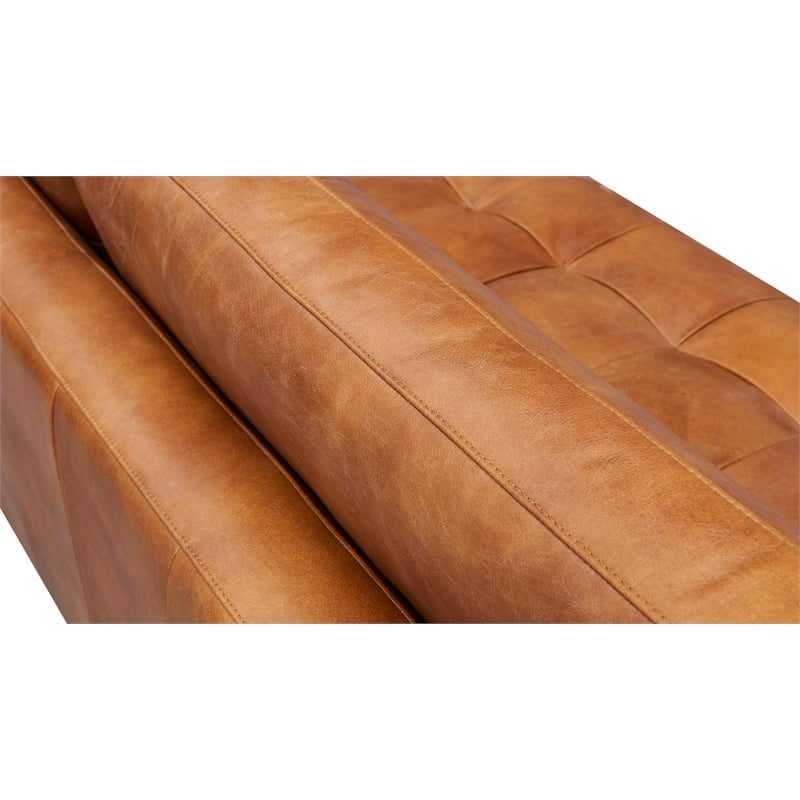 Crafters and Weavers Alamo Contemporary Italian Leather Loveseat in Light Brown