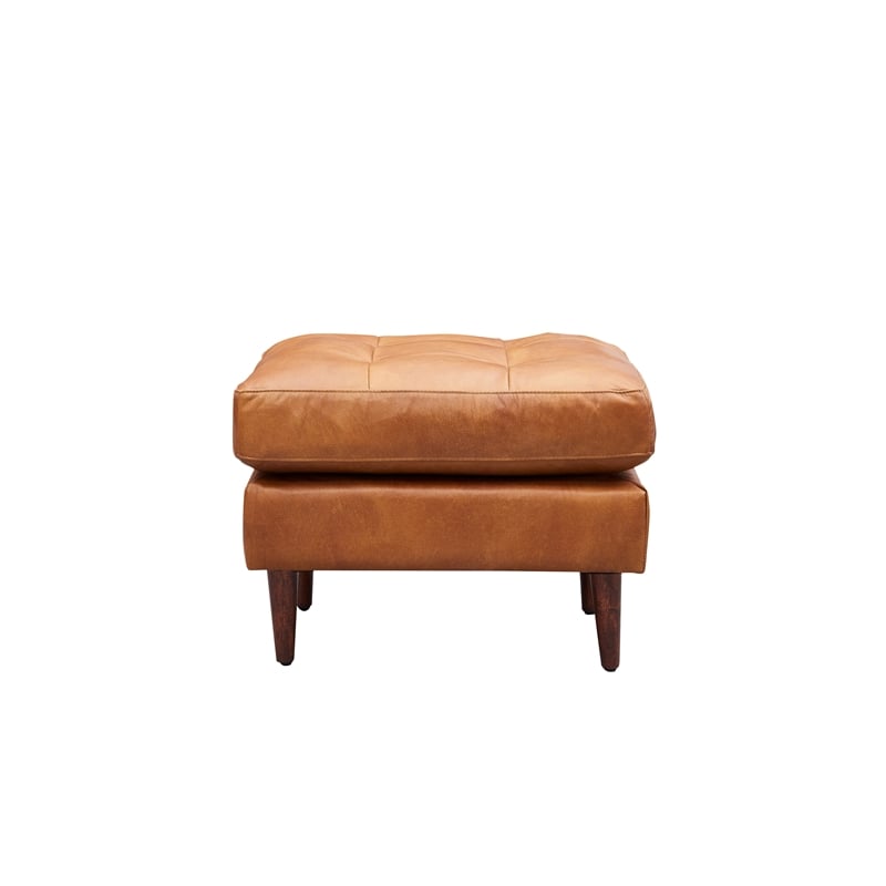 Crafters and Weavers Alamo Contemporary Italian Leather Loveseat in Light Brown