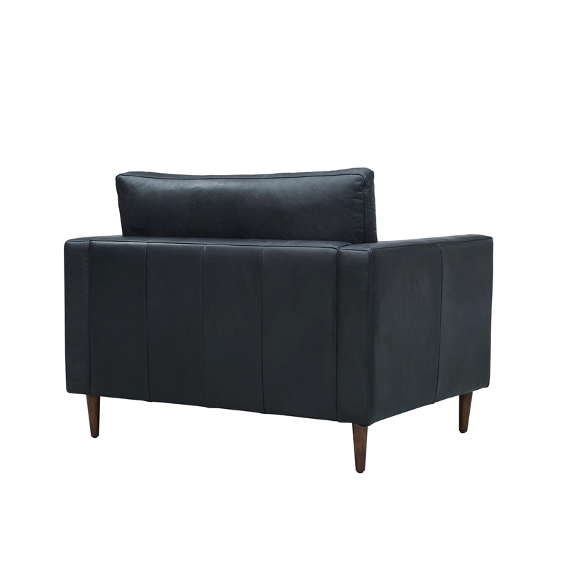 Crafters and Weavers Alamo Contemporary Italian Leather Arm Chair in Slate