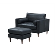 Crafters and Weavers Alamo Contemporary Italian Leather Arm Chair in Slate