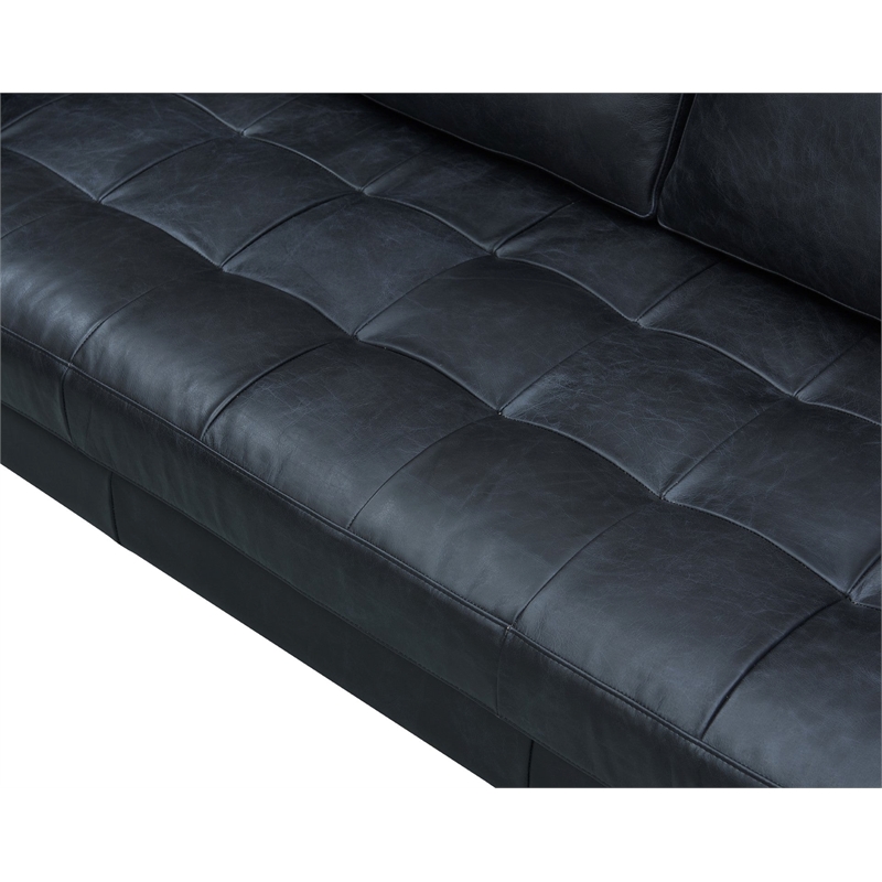 Crafters and Weavers Alamo Contemporary Italian Leather Sofa in Slate