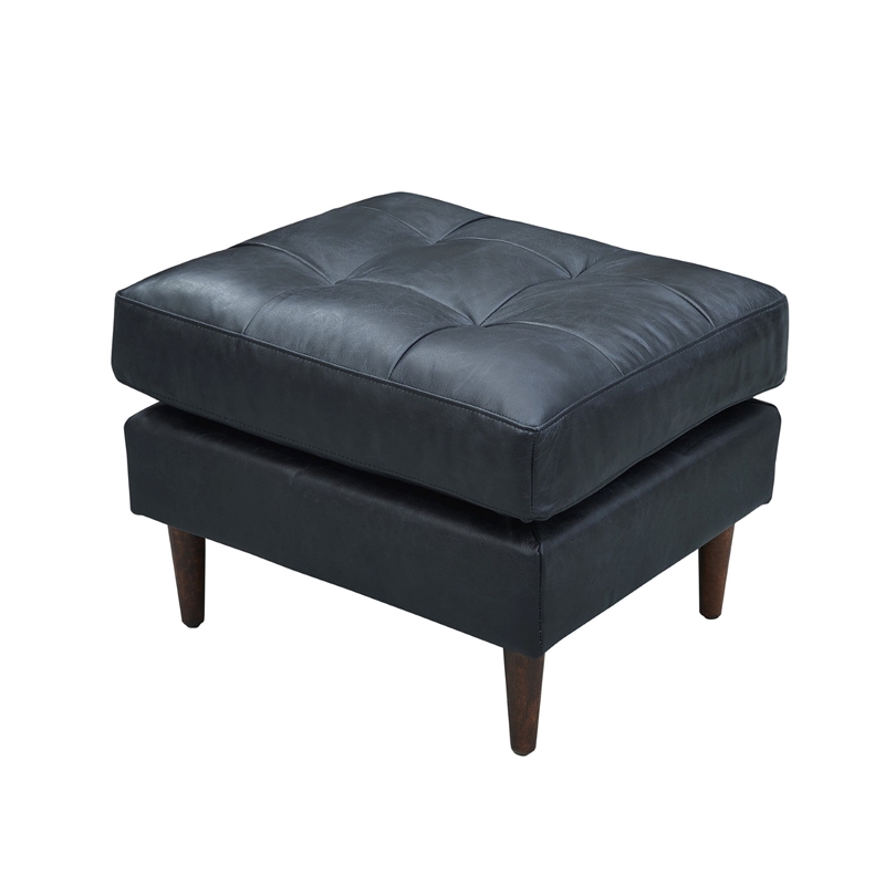 Crafters and Weavers Alamo Contemporary Italian Leather Sofa in Slate