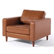 Crafters and Weavers Cosmic PU Faux Leather & Wood Arm Chair in Light Brown
