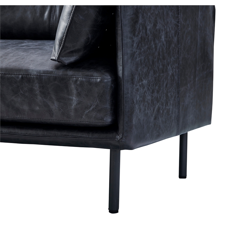 Crafters and Weavers Venezia Contemporary Leather Loveseat in Slate