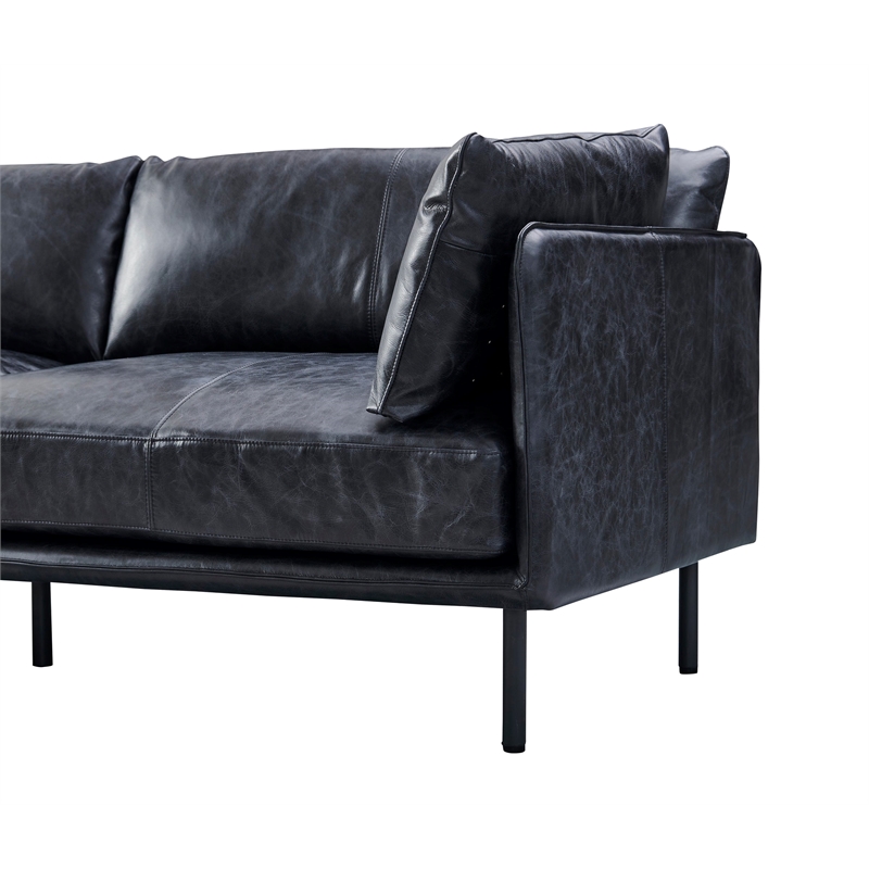 Crafters and Weavers Venezia Contemporary Leather Sofa in Slate