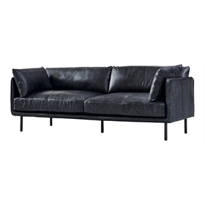 Crafters and Weavers Venezia Contemporary Leather Sofa in Slate