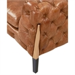 Crafters and Weavers Olivia Leather Tufted Chesterfield Arm Chair in Light Brown