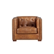 Crafters and Weavers Tuxedo Contemporary Leather Arm Chair in Light Brown