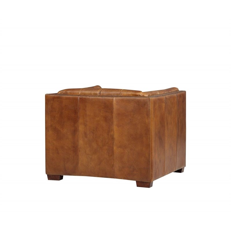 Crafters and Weavers Tuxedo Contemporary Leather Arm Chair in Light Brown