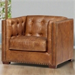 Crafters and Weavers Tuxedo Contemporary Leather Arm Chair in Light Brown
