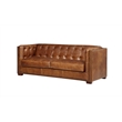 Crafters and Weavers Tuxedo Contemporary Italian Leather Sofa in Light Brown