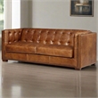 Crafters and Weavers Tuxedo Contemporary Italian Leather Sofa in Light Brown