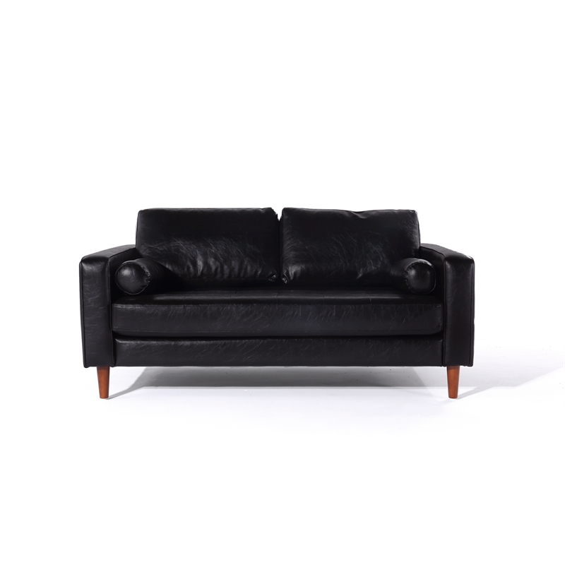 Crafters and Weavers Cosmic Contemporary PU Faux Leather Loveseat in Black