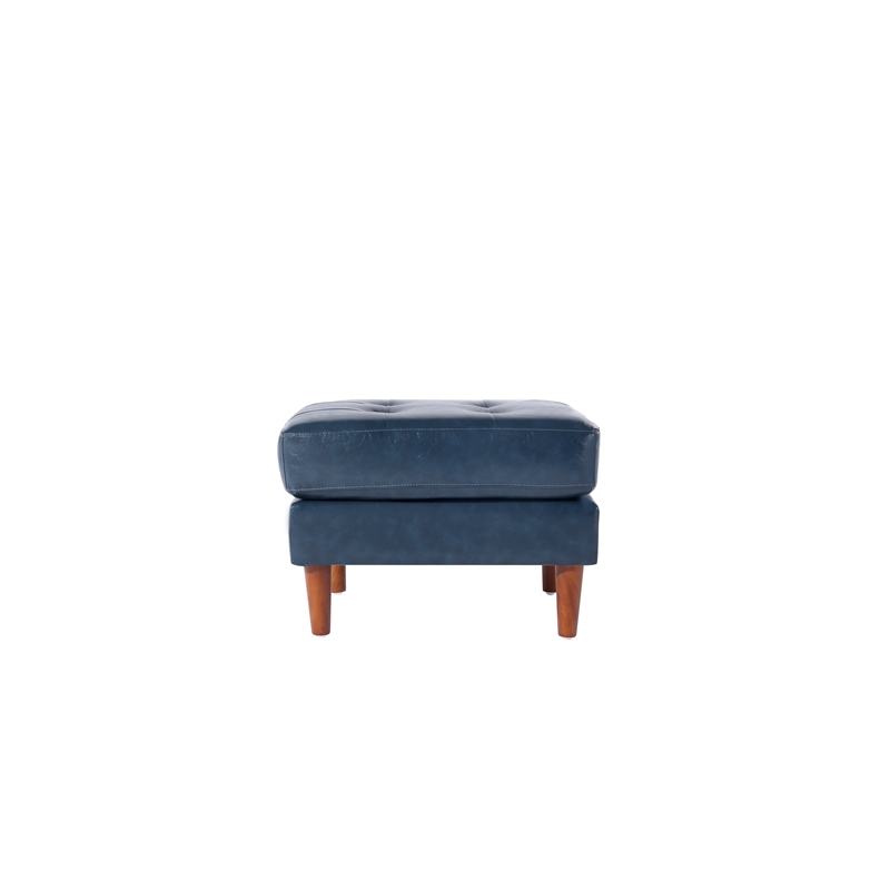 Crafters and Weavers Cosmic Contemporary Faux Leather Ottoman/Footstool in Blue