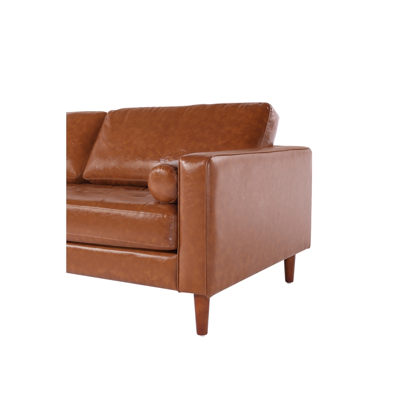 Crafters and Weavers Cosmic Contemporary PU Faux Leather Sofa in Brown