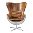 Crafters and Weavers Cruz Leather & Metal Spitfire Shell Egg Chair in Brown