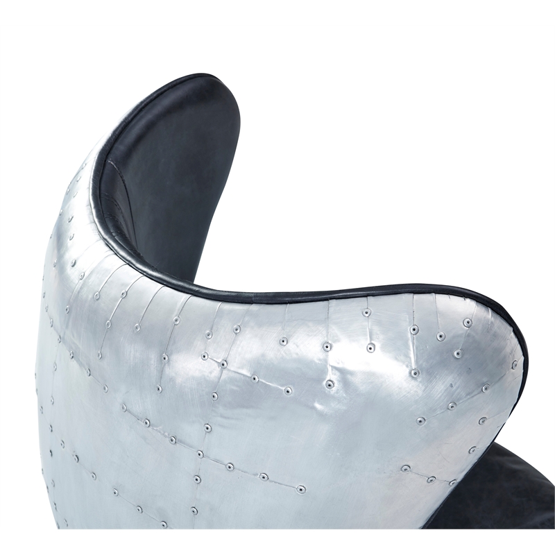 Crafters and Weavers Cruz Leather & Metal Spitfire Shell Egg Chair in Slate