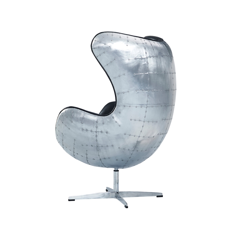 Crafters and Weavers Cruz Leather & Metal Spitfire Shell Egg Chair in Slate