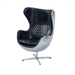 Crafters and Weavers Cruz Leather & Metal Spitfire Shell Egg Chair in Slate