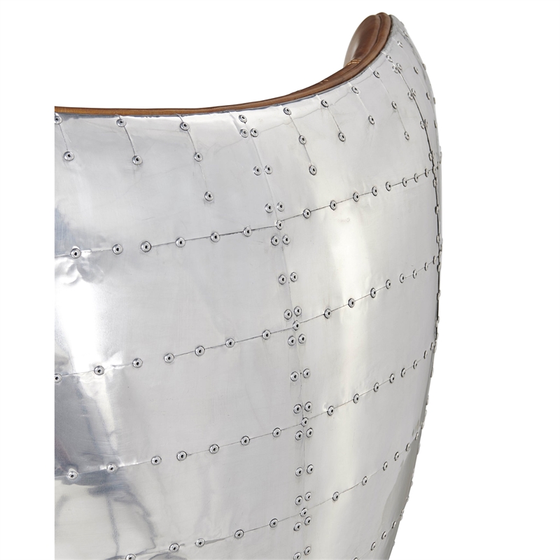 Crafters and Weavers Cruz Leather & Metal Spitfire Shell Egg Chair in Slate