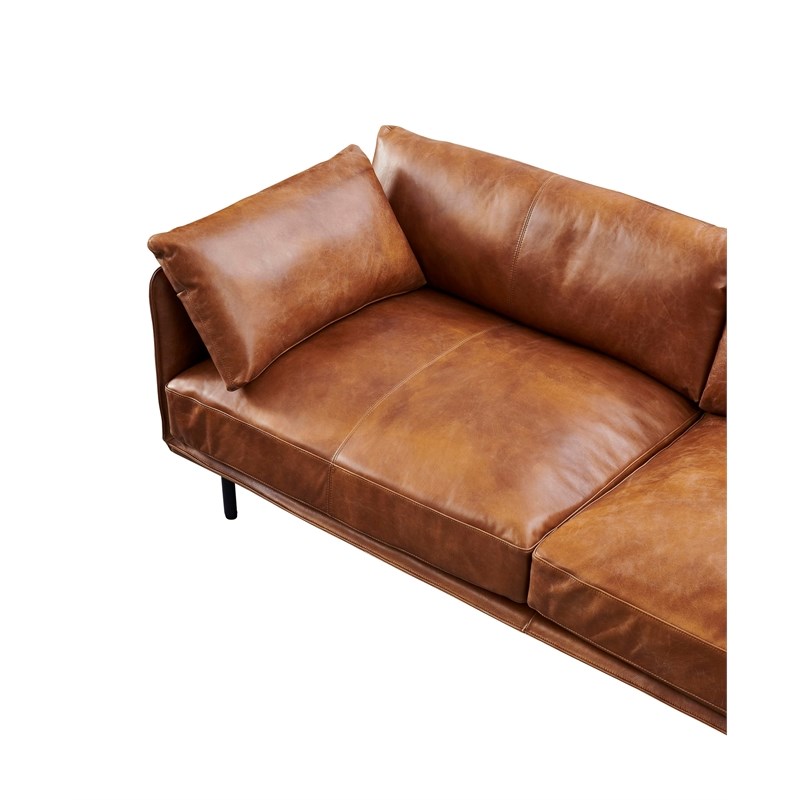 Crafters and Weavers Venezia Contemporary Leather Loveseat in Light Brown/Black