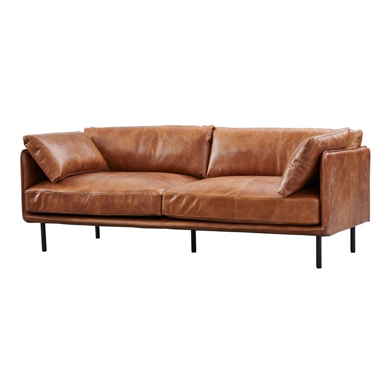 Crafters and Weavers Venezia Contemporary Leather Loveseat in Light Brown/Black