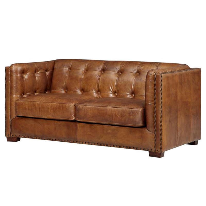 Crafters and Weavers Tuxedo Contemporary Leather Arm Chair in Light Brown
