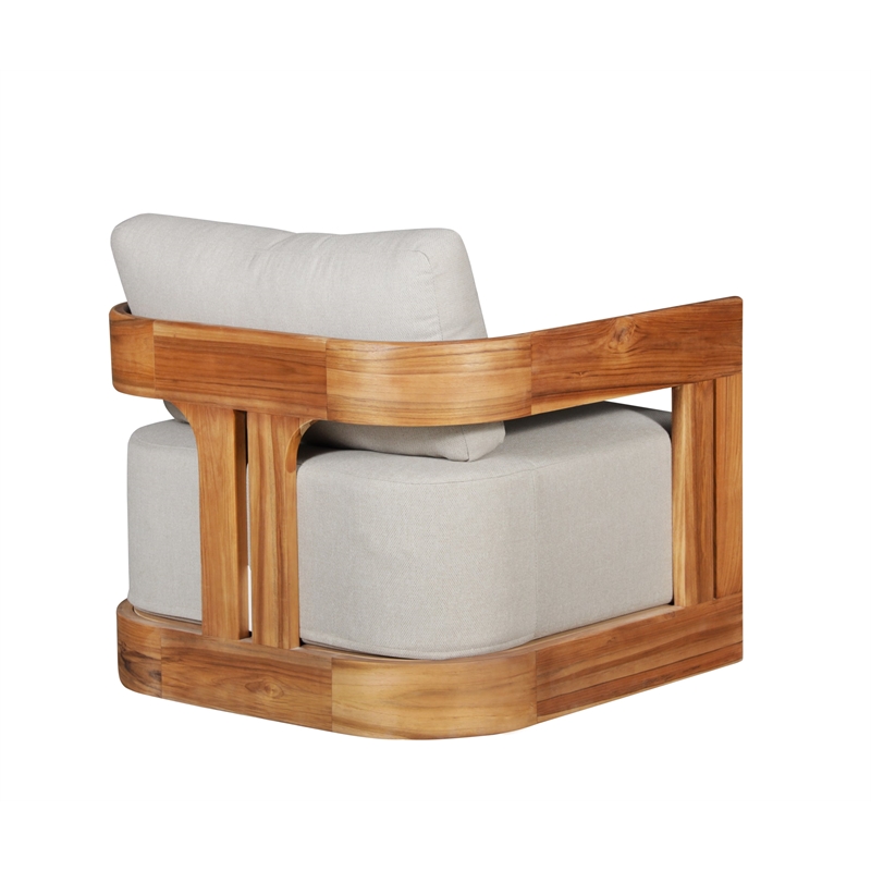 Paradiso Outdoor Solid Teak Swivel Chair - Gray Fabric