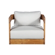 Paradiso Outdoor Solid Teak Swivel Chair - Light Grey Fabric