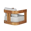 Paradiso Outdoor Solid Teak Swivel Chair - Light Grey Fabric