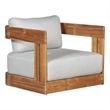 Paradiso Outdoor Solid Teak Swivel Chair - Light Grey Fabric