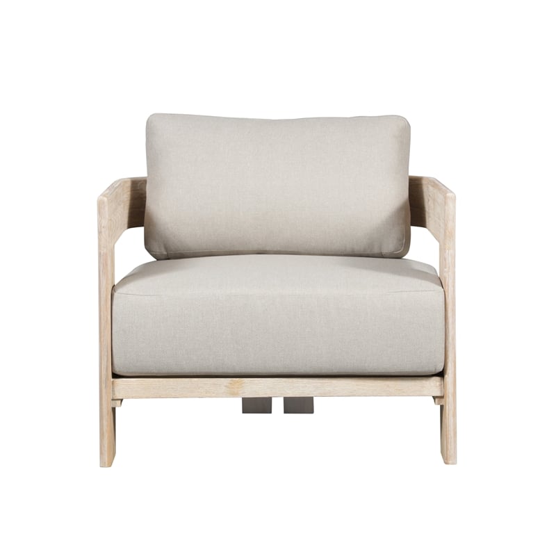 Paradiso Outdoor Solid Teak Wood Chair Natural look - Grey fabric