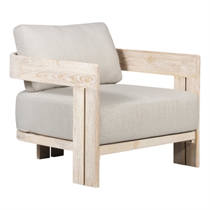 Paradiso Outdoor Solid Teak Wood Chair Natural look - Grey fabric