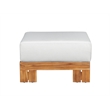 Paradiso Outdoor Solid Teak Wood Ottoman - Light gray fabric