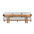 Paradiso Outdoor Solid Teak Wood Sofa - Light Gray Fabric