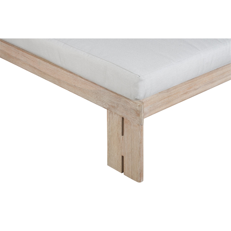 Paradiso Outdoor Teak Natural Look Chaise - Light Gray Fabric