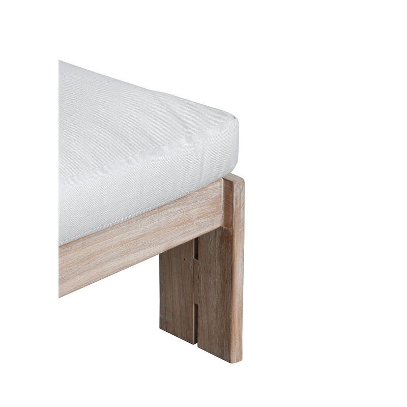 Paradiso Outdoor Teak Natural Look Chaise - Light Gray Fabric