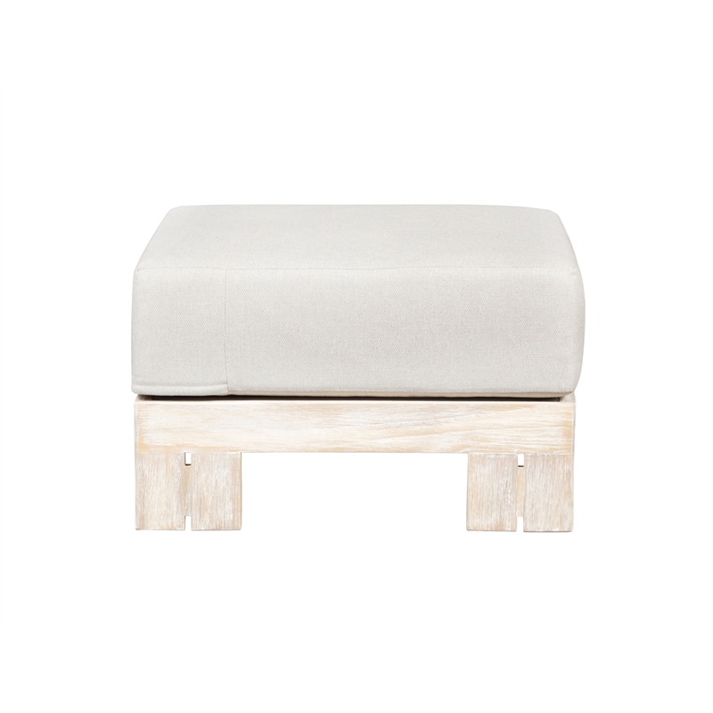 Paradiso Outdoor Teak Natural Look Ottoman - Gray Fabric