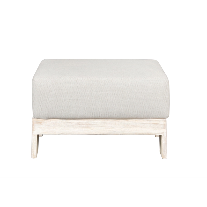 Paradiso Outdoor Teak Natural Look Ottoman - Gray Fabric