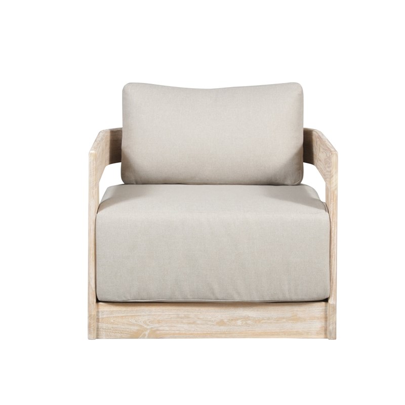 Paradiso Outdoor Teak Natural Look Swivel Chair - Gray Fabric