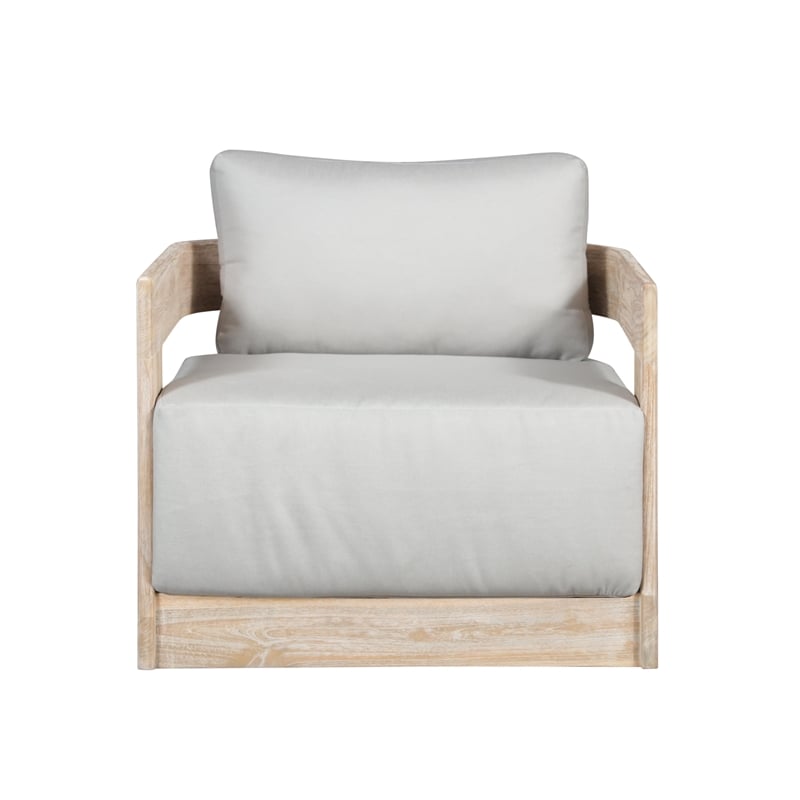 Paradiso Outdoor Teak Natural Look Swivel Chair - Light Grey Fabric