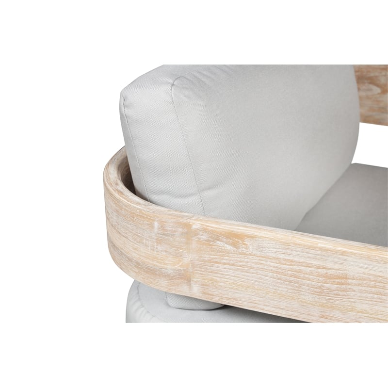 Paradiso Outdoor Teak Natural Look Swivel Chair - Light Grey Fabric