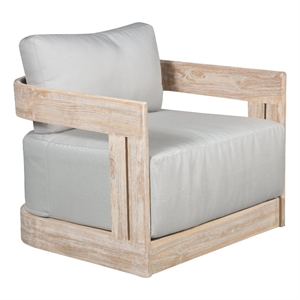 Paradiso Outdoor Teak Natural Look Swivel Chair - Light Grey Fabric